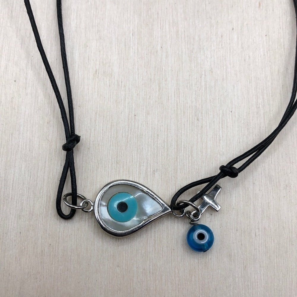 Evil eye charm necklace, spiritual protection necklace sterling silver 925